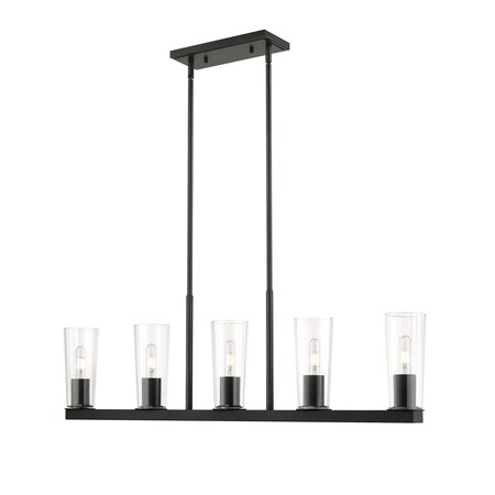 Z-Lite Titus 5 Light Linear Chandelier, 5in. W x 12in. H, Matte Black 826-5L-MB